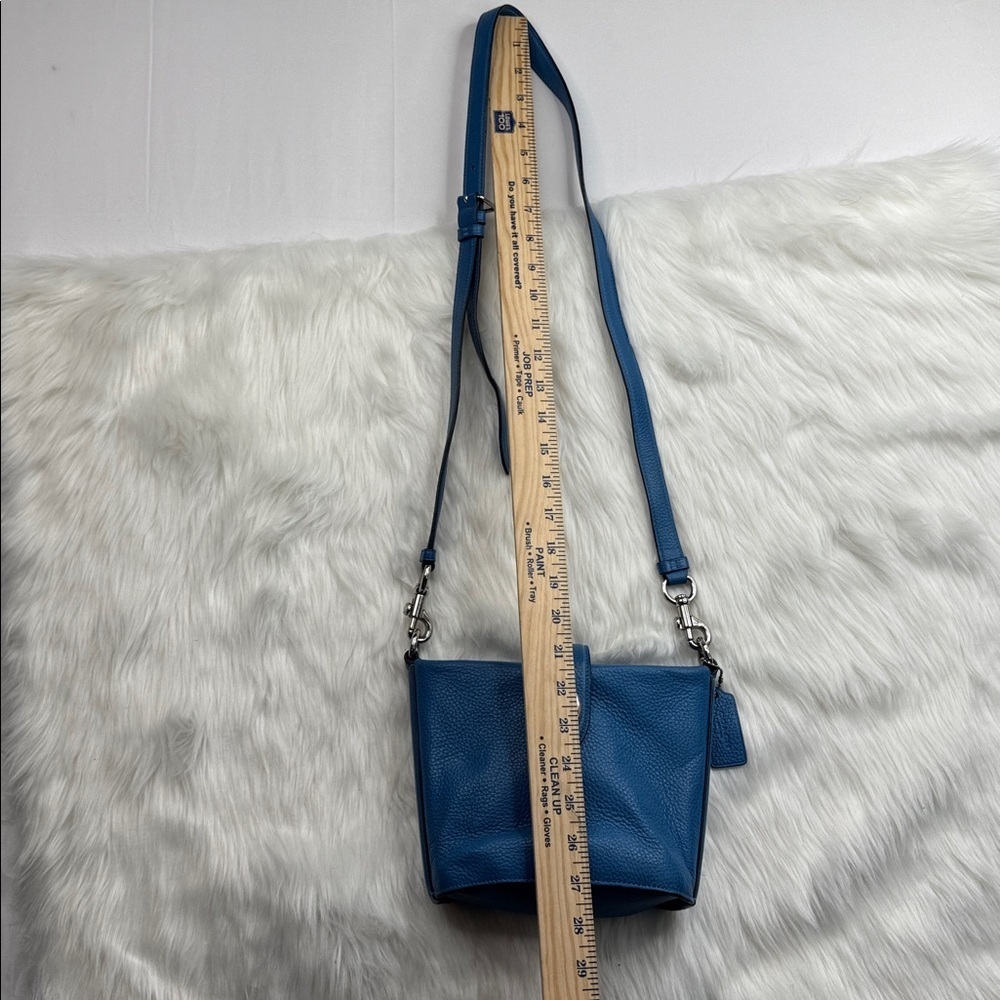 Coach C2814 Addie Pebble Leather Crossbody Bag SV/Vivid Blue crossbody purse - Picture 4 of 10